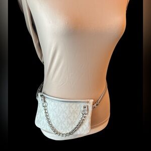 MICHAEL Michael Kors White Clutch / Hip Bag with Chain Detail